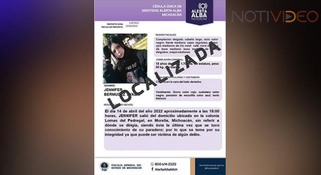 Localizan con vida a  joven reportada como desaparecida en Morelia