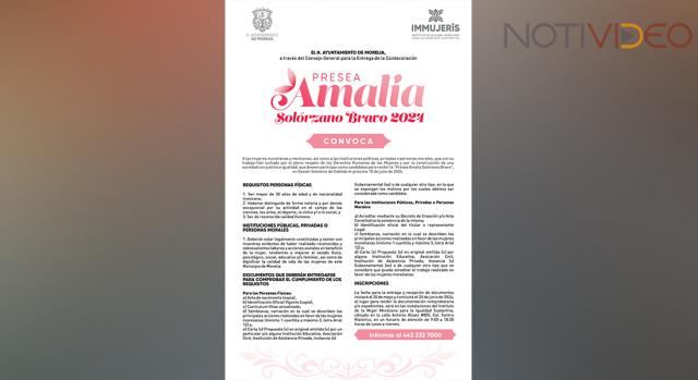 IMMUJERIS, invita a activistas a postularse a la Presea “Amalia Solórzano Bravo”