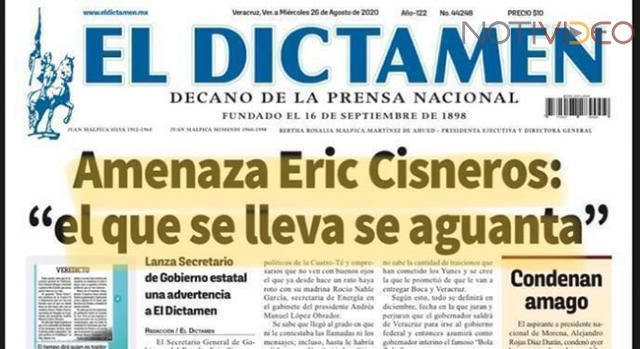 Secretario de Gobierno de Veracruz amenaza a diario El Dictamen