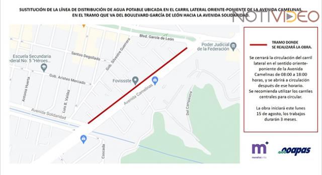 Este lunes arranca sustitución de línea de agua potable en Av. Camelinas.