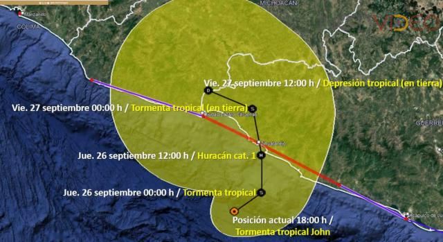 Costa michoacana suspende clase por la tormenta John.