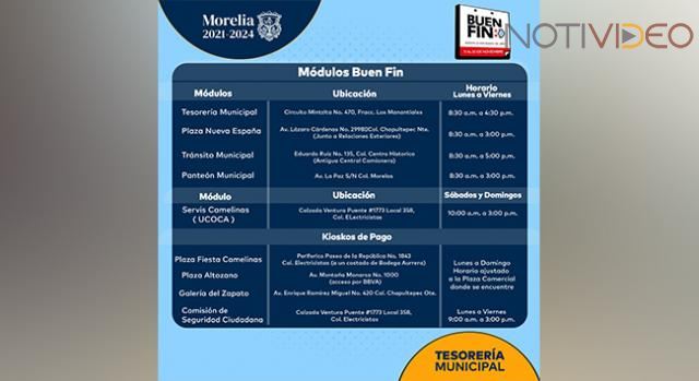 Llega el Buen fin al Ayuntamiento de Morelia; iniciará con atractivos descuentos en contribuciones..